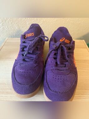 ASICS Purple Suede Sneakers with Orange Logo